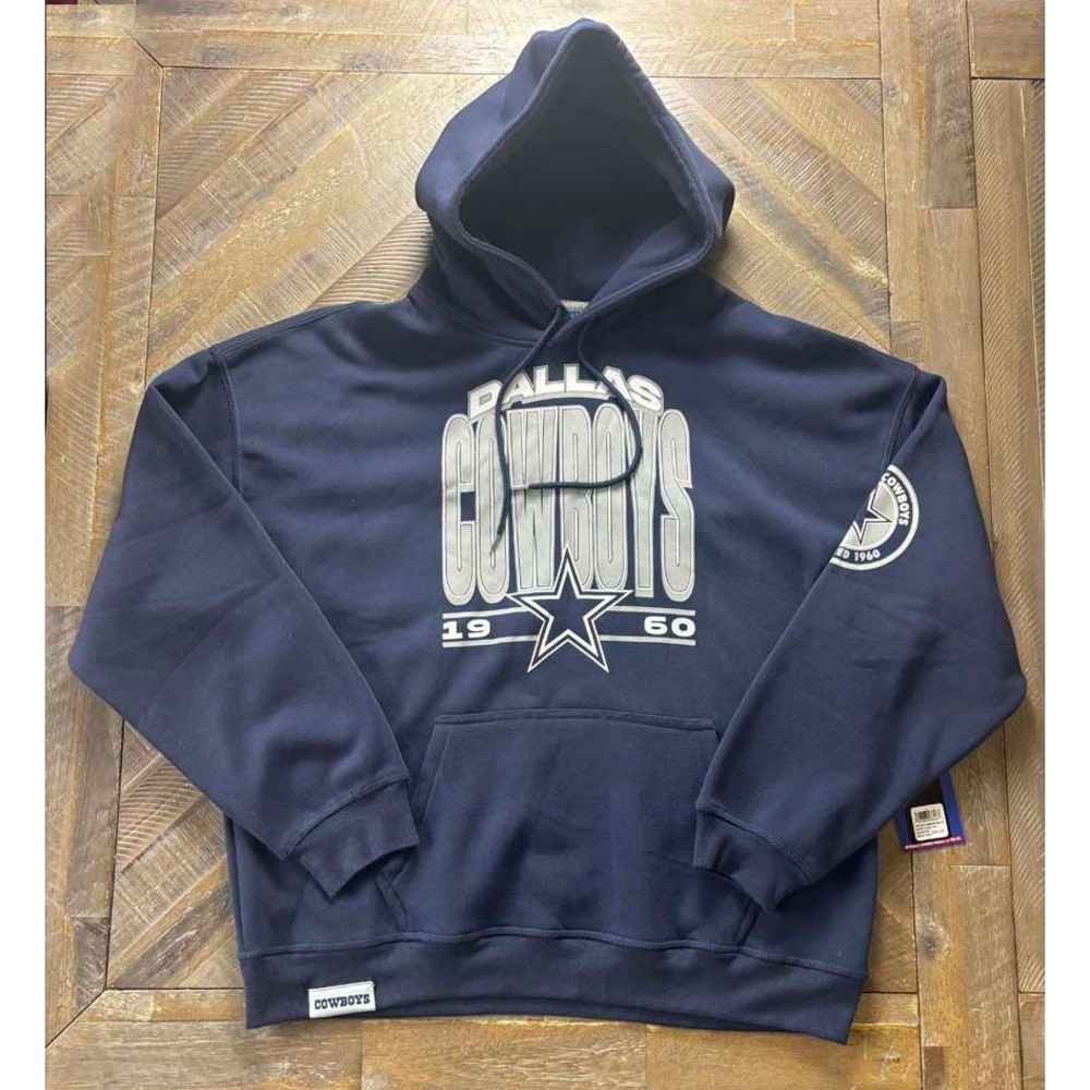 NFL Ultra Game Dallas Cowboys Mens Navy Blue Fleece Hoodie Large NEW